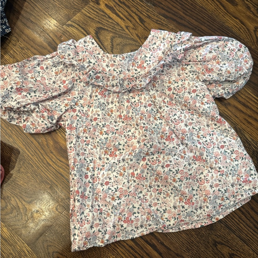 Janie and Jack Pink Floral Ruffle Blouse